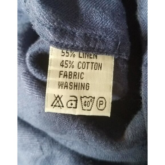 Whipper In Linen Blend Button Up Long Sleeve Shirt Blue Floral Print Men's M - Picture 7 of 15